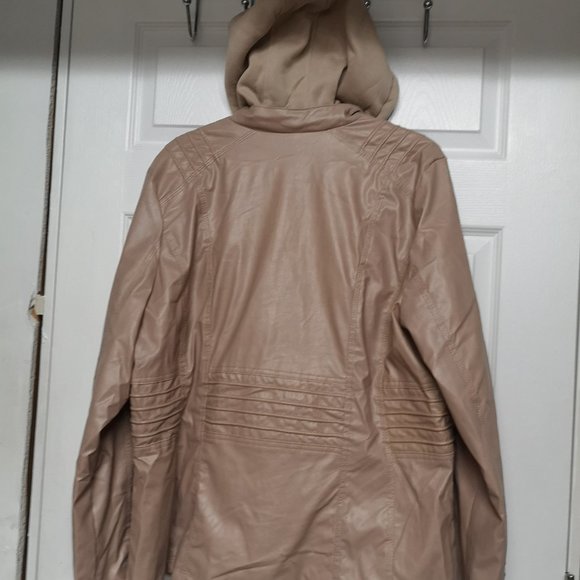 Beige Faux Leather Jacket - Picture 4 of 11
